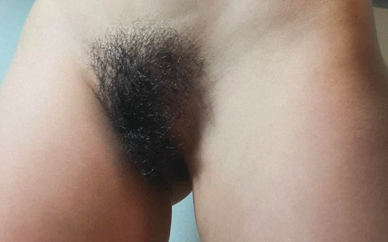 Schwarze behaarte Muschi