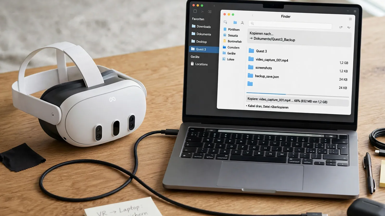 VR-Brille per USB-C mit PC verbinden und Videodateien auf die Brille übertragen